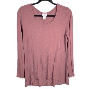 Kenar Women’s Sz Medium Heather Mauve Scoop Neck High Low Long Sleeve Tunic Top